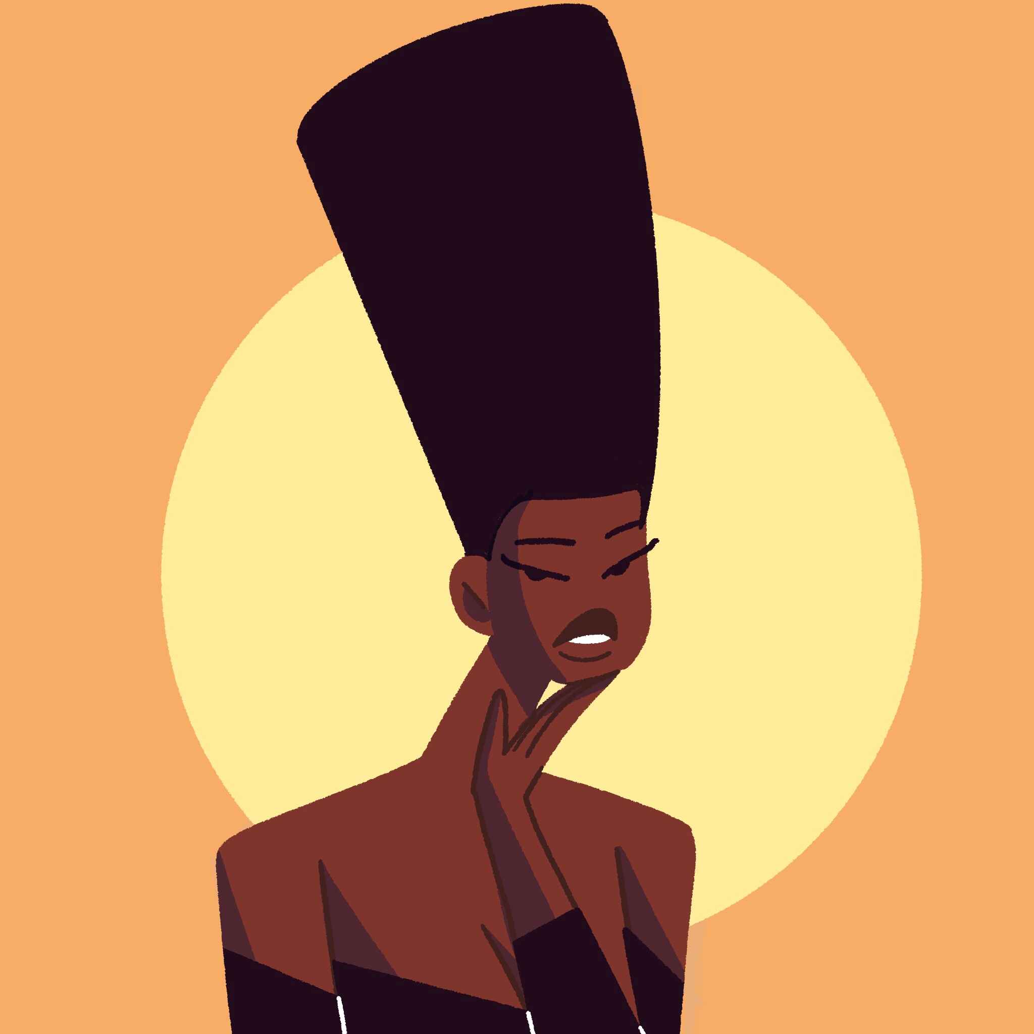 A portrait of a black woman with a tall afro